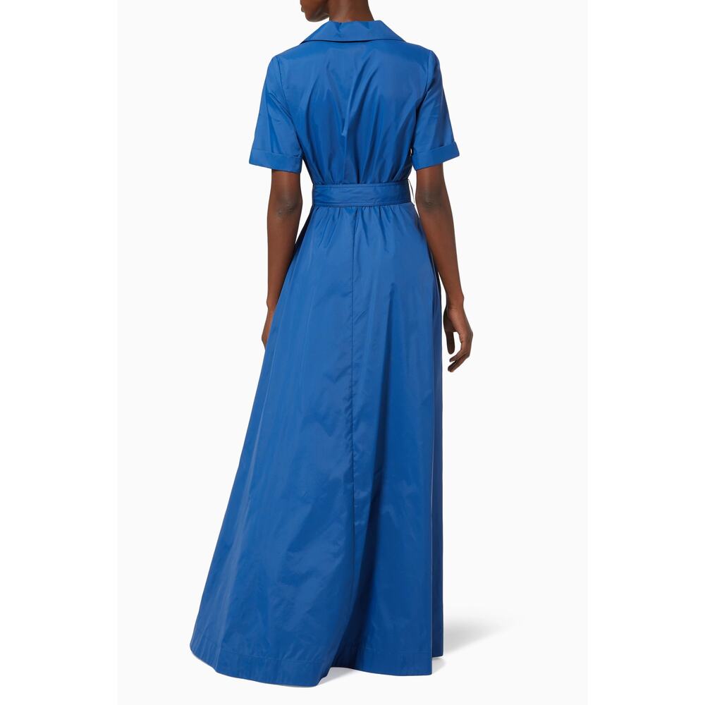 Staud Millie Maxi Belted Shirt Dress Lapis Blue recycled nylon size 00 XXS - Picture 5 of 14